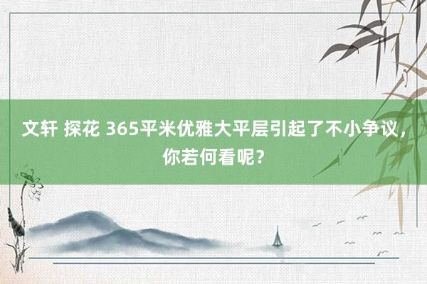 文轩 探花 365平米优雅大平层引起了不小争议，你若何看呢？