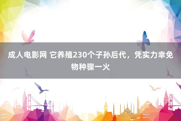 成人电影网 它养殖230个子孙后代，凭实力幸免物种骤一火