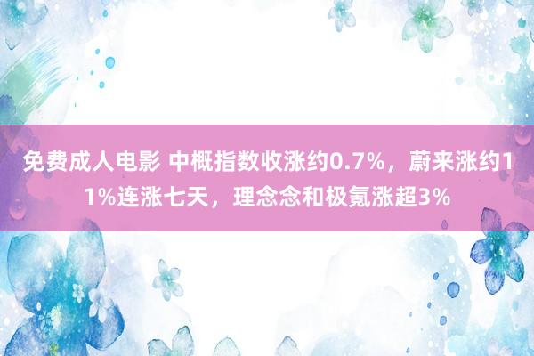 免费成人电影 中概指数收涨约0.7%，蔚来涨约11%连涨七天，理念念和极氪涨超3%