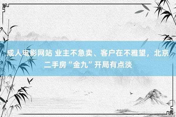 成人电影网站 业主不急卖、客户在不雅望，北京二手房“金九”开局有点淡