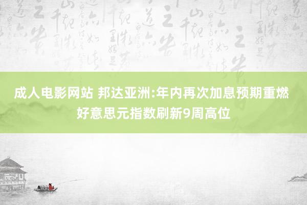 成人电影网站 邦达亚洲:年内再次加息预期重燃 好意思元指数刷新9周高位