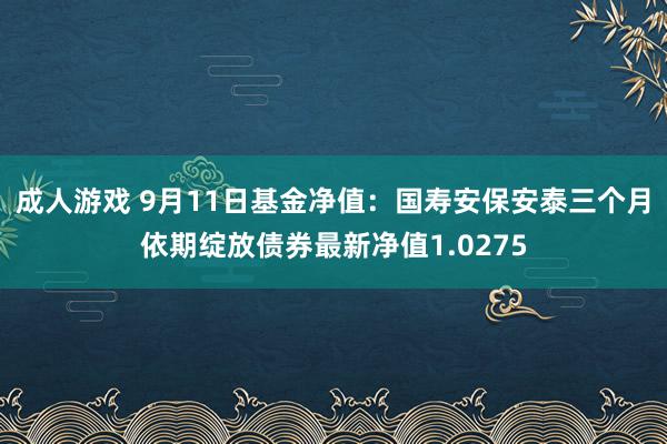 成人游戏 9月11日基金净值：国寿安保安泰三个月依期绽放债券最新净值1.0275