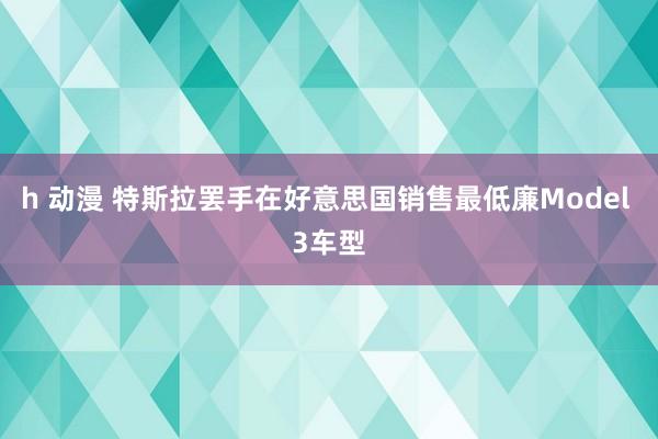 h 动漫 特斯拉罢手在好意思国销售最低廉Model 3车型