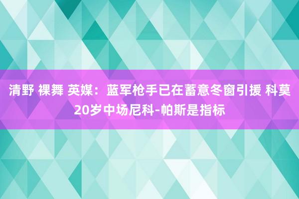 清野 裸舞 英媒：蓝军枪手已在蓄意冬窗引援 科莫20岁中场尼科-帕斯是指标