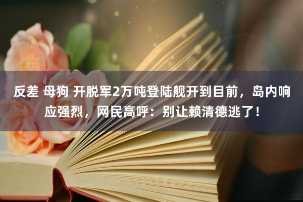 反差 母狗 开脱军2万吨登陆舰开到目前，岛内响应强烈，网民高呼：别让赖清德逃了！