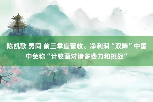 陈凯歌 男同 前三季度营收、净利润“双降”中国中免称“计较面对诸多费力和挑战”