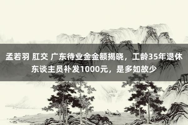 孟若羽 肛交 广东待业金金额揭晓，工龄35年退休东谈主员补发1000元，是多如故少