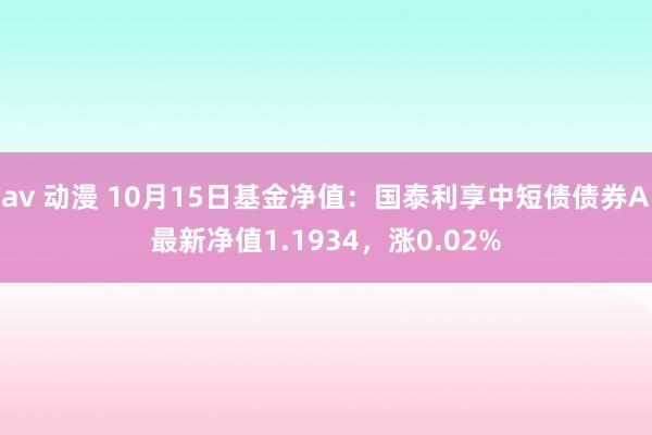 av 动漫 10月15日基金净值：国泰利享中短债债券A最新净值1.1934，涨0.02%