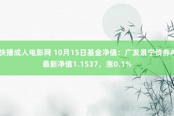 快播成人电影网 10月15日基金净值：广发景宁债券A最新净值1.1537，涨0.1%