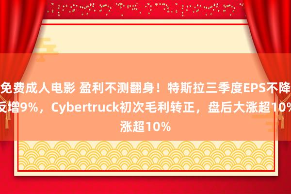 免费成人电影 盈利不测翻身！特斯拉三季度EPS不降反增9%，Cybertruck初次毛利转正，盘后大涨超10%