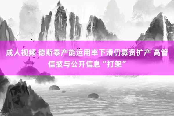 成人视频 德斯泰产能运用率下滑仍募资扩产 高管信披与公开信息“打架”