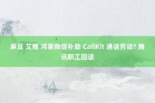 麻豆 艾鲤 鸿蒙微信补助 CallKit 通话劳动? 腾讯职工回话