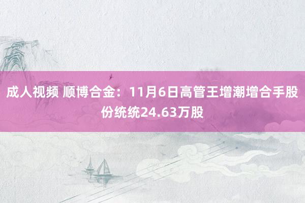 成人视频 顺博合金：11月6日高管王增潮增合手股份统统24.63万股