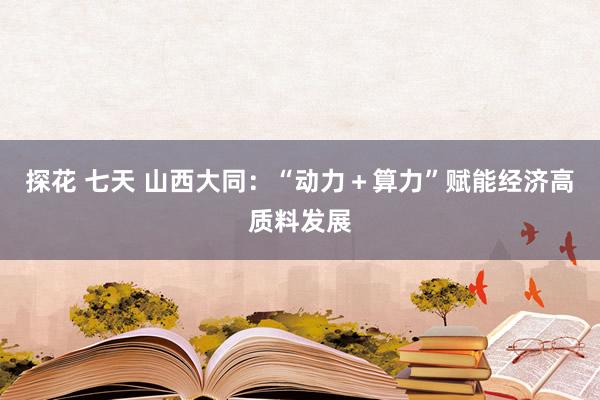 探花 七天 山西大同：“动力＋算力”赋能经济高质料发展