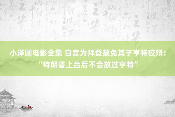 小泽圆电影全集 白宫为拜登赦免其子亨特狡辩：“特朗普上台后不会放过亨特”