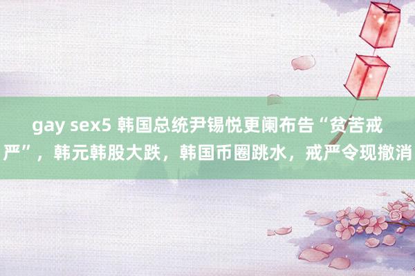 gay sex5 韩国总统尹锡悦更阑布告“贫苦戒严”，韩元韩股大跌，韩国币圈跳水，戒严令现撤消