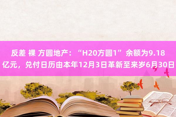 反差 裸 方圆地产：“H20方圆1” 余额为9.18亿元，兑付日历由本年12月3日革新至来岁6月30日