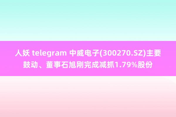 人妖 telegram 中威电子(300270.SZ)主要鼓动、董事石旭刚完成减抓1.79%股份