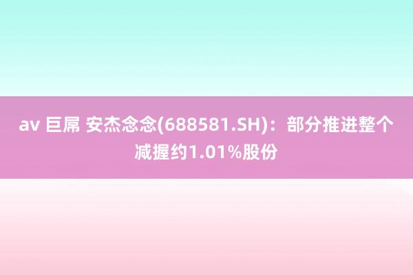 av 巨屌 安杰念念(688581.SH)：部分推进整个减握约1.01%股份