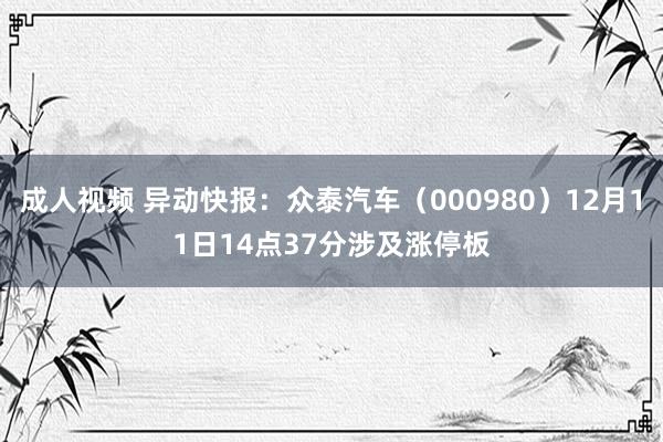 成人视频 异动快报：众泰汽车（000980）12月11日14点37分涉及涨停板