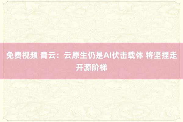 免费视频 青云：云原生仍是AI伏击载体 将坚捏走开源阶梯