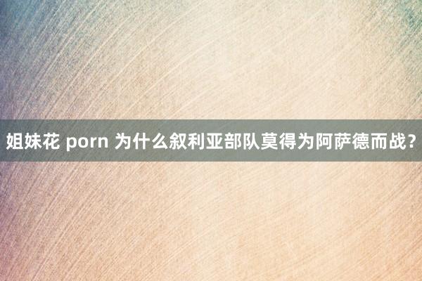 姐妹花 porn 为什么叙利亚部队莫得为阿萨德而战？