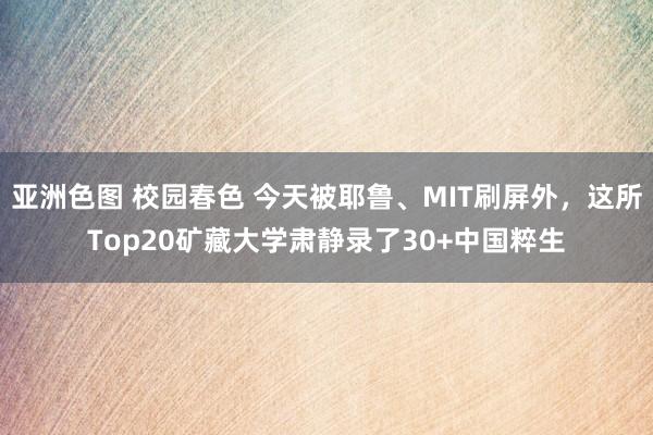 亚洲色图 校园春色 今天被耶鲁、MIT刷屏外，这所Top20矿藏大学肃静录了30+中国粹生