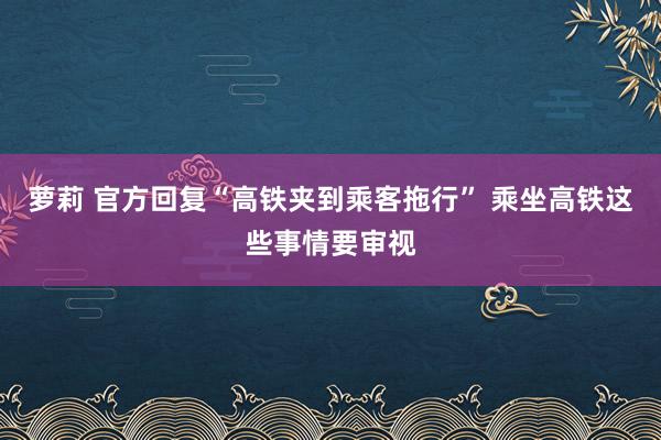 萝莉 官方回复“高铁夹到乘客拖行” 乘坐高铁这些事情要审视