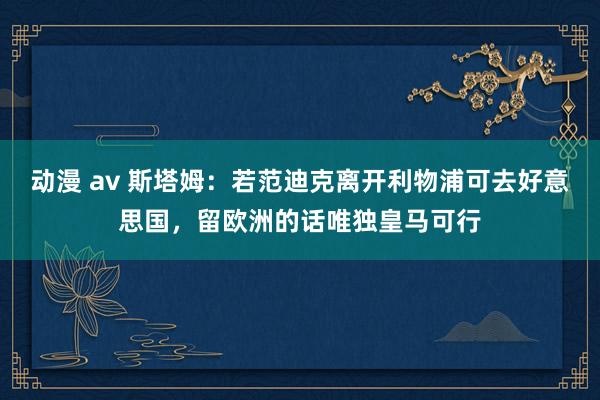 动漫 av 斯塔姆：若范迪克离开利物浦可去好意思国，留欧洲的话唯独皇马可行