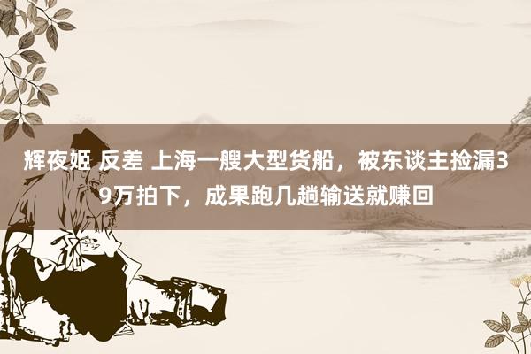 辉夜姬 反差 上海一艘大型货船，被东谈主捡漏39万拍下，成果跑几趟输送就赚回