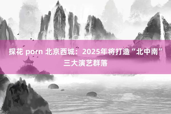 探花 porn 北京西城：2025年将打造“北中南”三大演艺群落